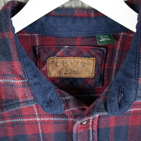 Orvis Cotton Checkered Flannel Thick Mens Button Up XL - Picture 4 of 8